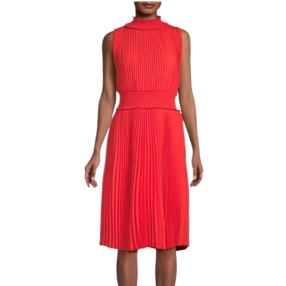 Nanette Lepore red pleated and smocked dress - 6.          D44